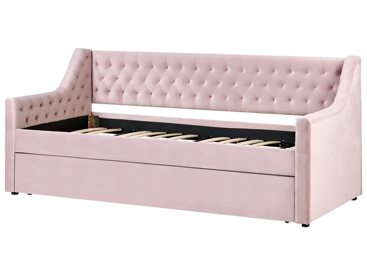 Trundle Bed Velvet 90 x 200 cm (EU Single) Pink Beckett