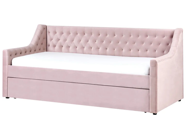 Trundle Bed Velvet 90 x 200 cm (EU Single) Pink Beckett