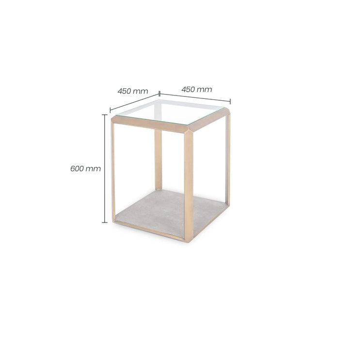 D.I Designs Elmley Ivory Shagreen Brass & Clear Glass Square Side Table
