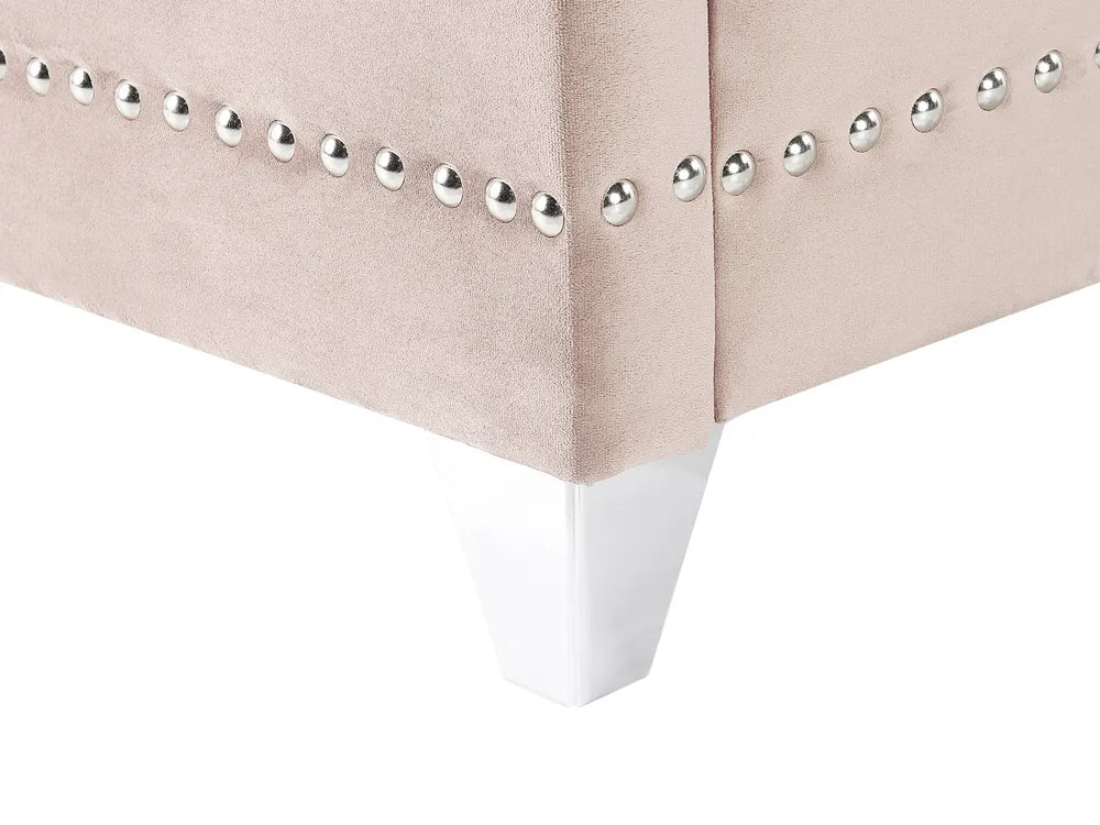 Bed Velvet 180 x 200 cm (EU Super King) Pastel Pink Avelle
