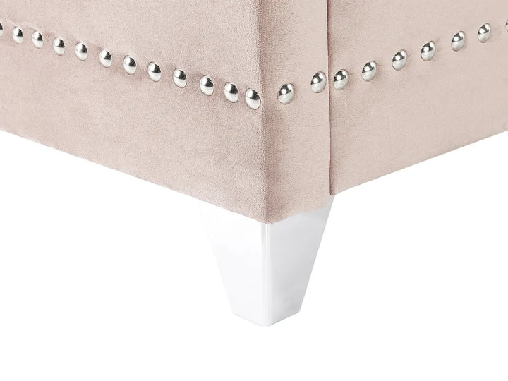 Bed Velvet 180 x 200 cm (EU Super King) Pastel Pink Avelle