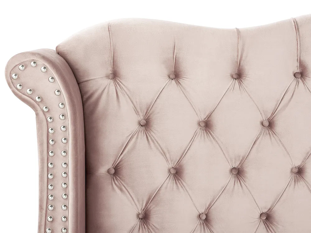 Bed Velvet 180 x 200 cm (EU Super King) Pastel Pink Avelle