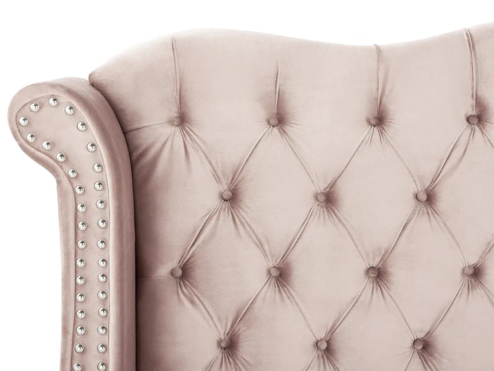 Bed Velvet 180 x 200 cm (EU Super King) Pastel Pink Avelle