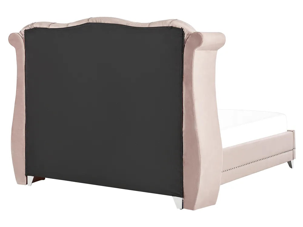 Bed Velvet 180 x 200 cm (EU Super King) Pastel Pink Avelle