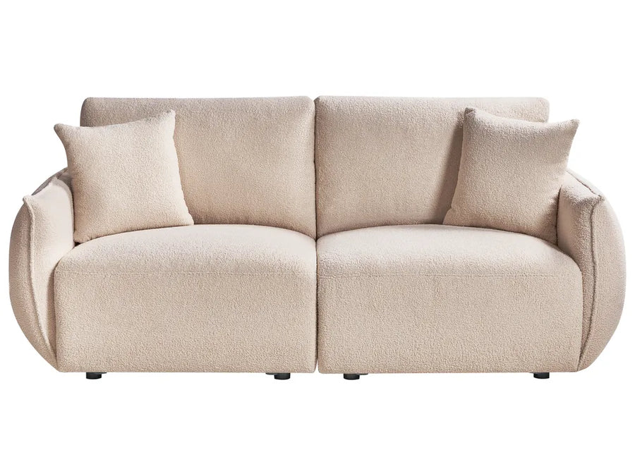 Beige bouclé modular 2 seater sofa with modern design