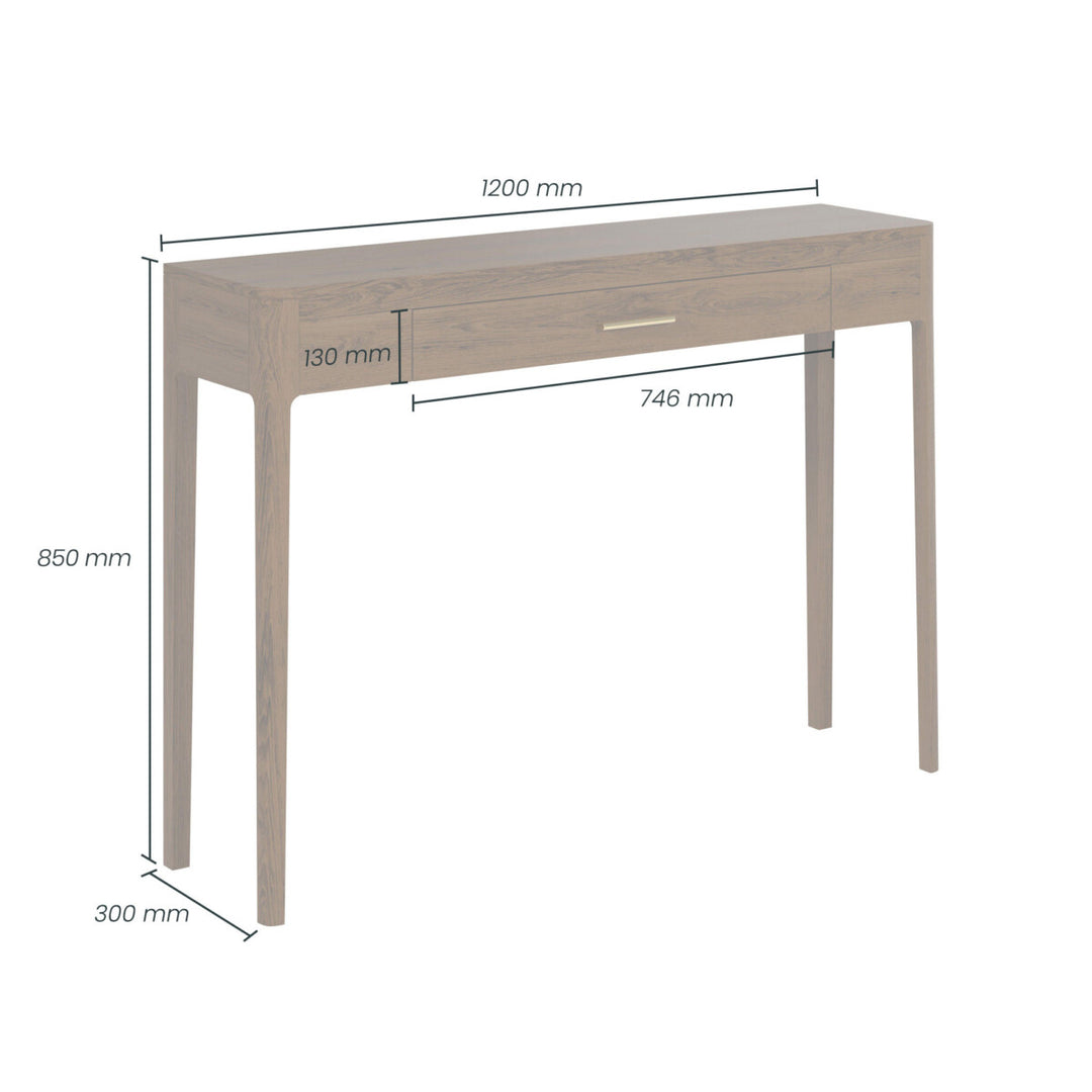 D.I. Designs Abberley Brown Oak Wood & Gold Console Table