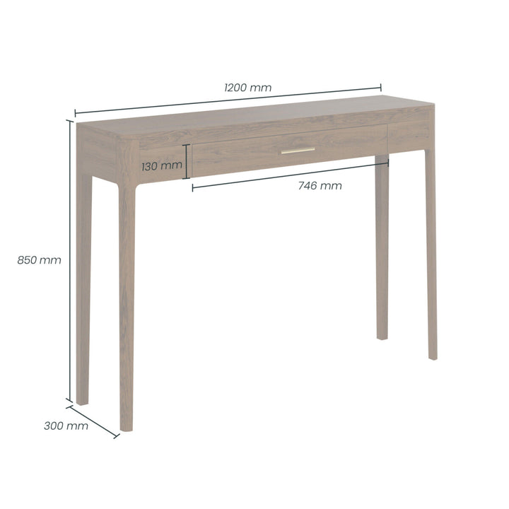 D.I. Designs Abberley Brown Oak Wood & Gold Console Table