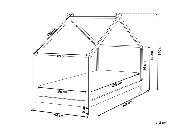 Kids Bed House Pine Wood 90 x 200 cm (EU Single) Grey Dart
