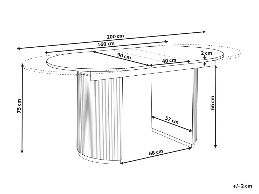 Extending Dining Table White 160/200 cm 90 cm Artemisia