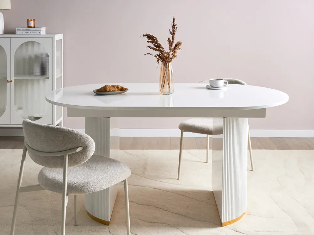 Dining table with chairs in a minimalistic room