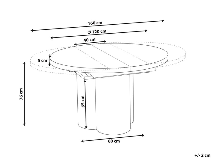 Extending Dining Table Travertine Effect 120/160 cm 120 cm Ardeth