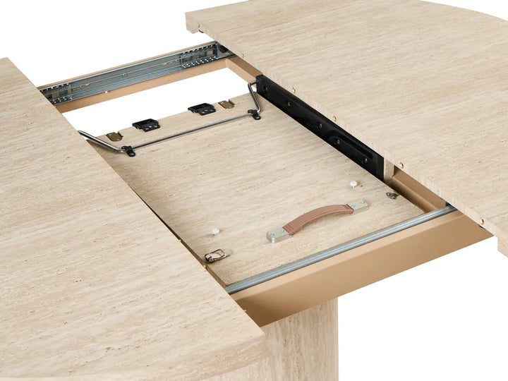 Extending Dining Table Travertine Effect 120/160 cm 120 cm Ardeth