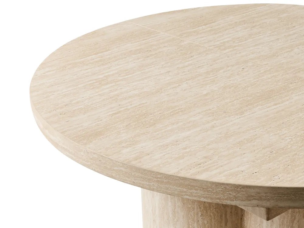 Extending Dining Table Travertine Effect 120/160 cm 120 cm Ardeth