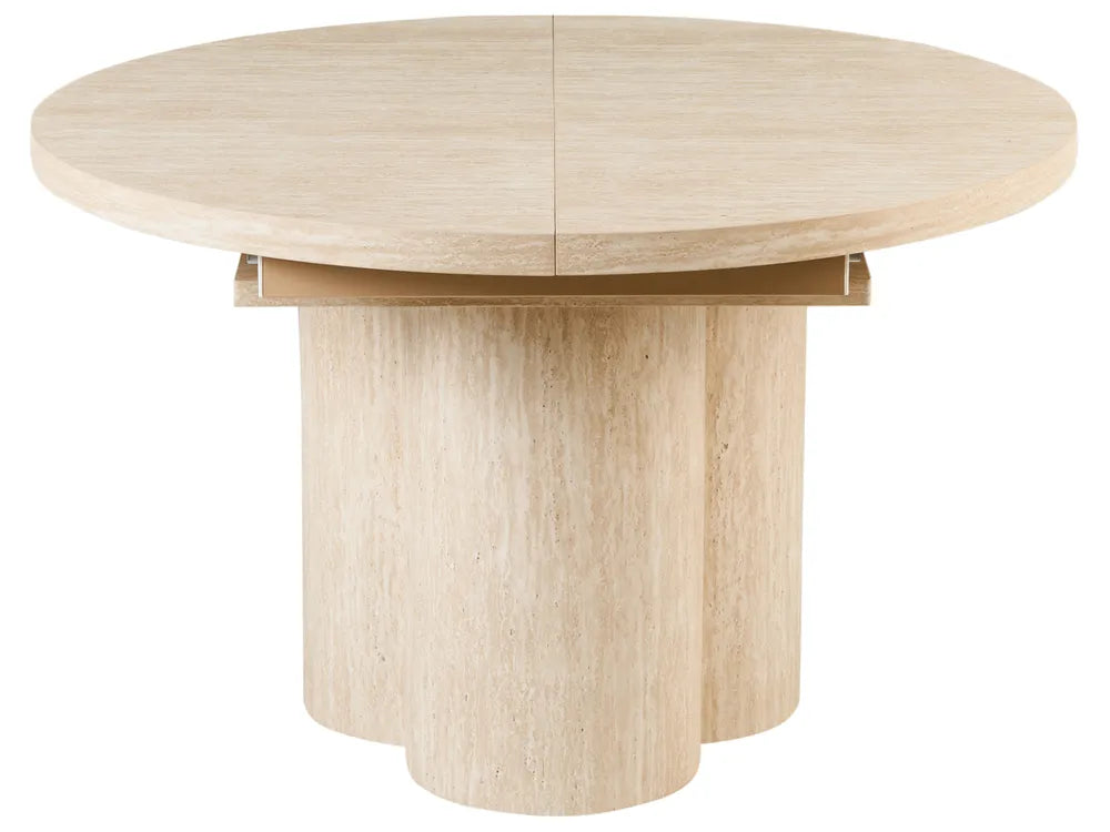 Extending Dining Table Travertine Effect 120/160 cm 120 cm Ardeth
