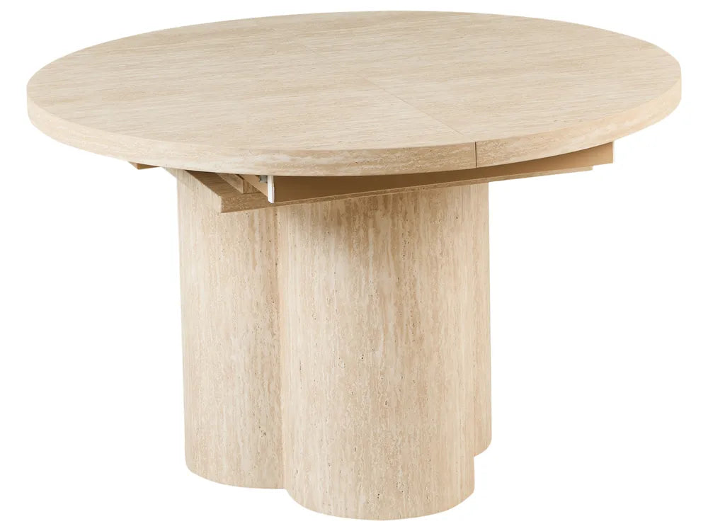 Extending Dining Table Travertine Effect 120/160 cm 120 cm Ardeth