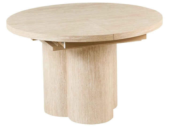 Extending Dining Table Travertine Effect 120/160 cm 120 cm Ardeth