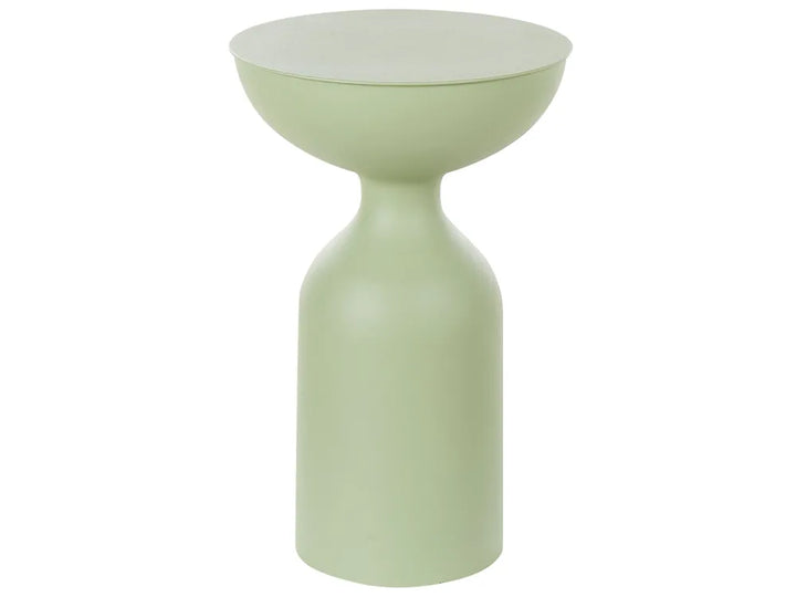 Green vase with a white top on a white background