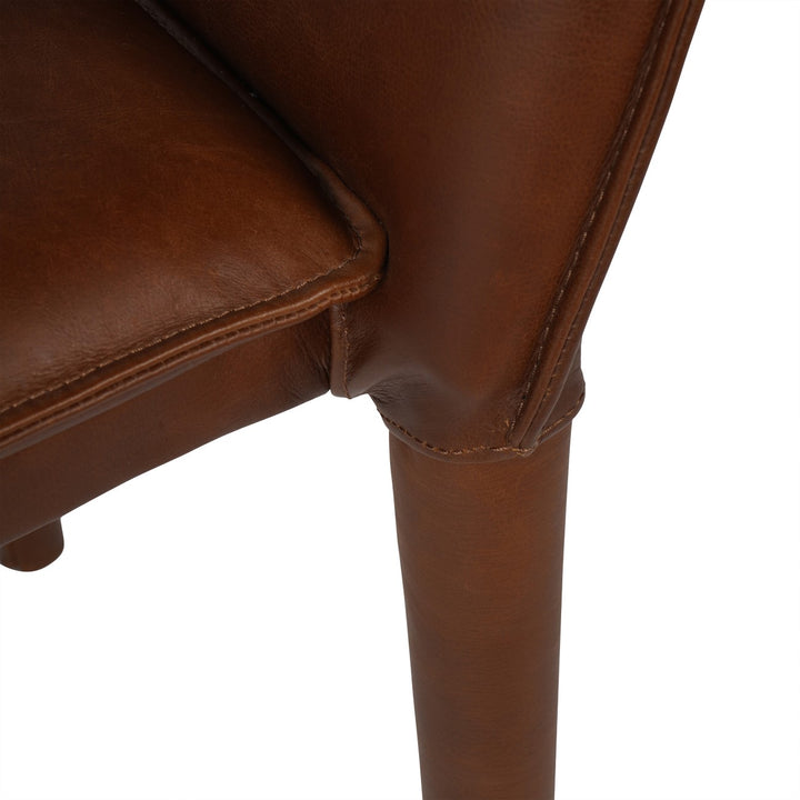 Libra Barnes Brown Leather Dining Chair