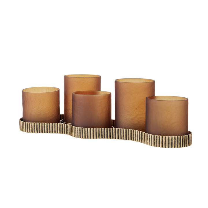 Libra Belvedere Aged Gold 5 Light Candle Holder