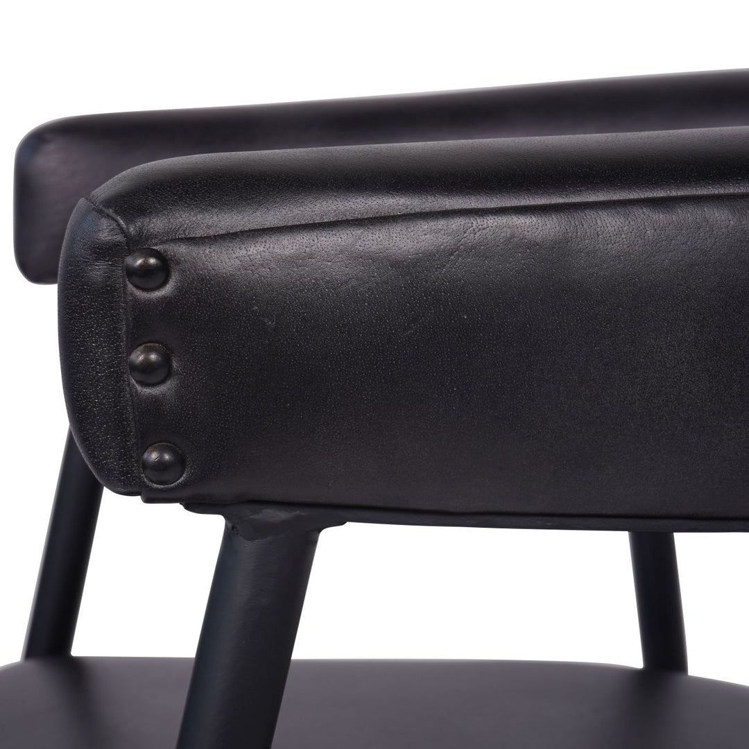 Libra Pair of Churchill Charcoal Leather Curved Dining Chair