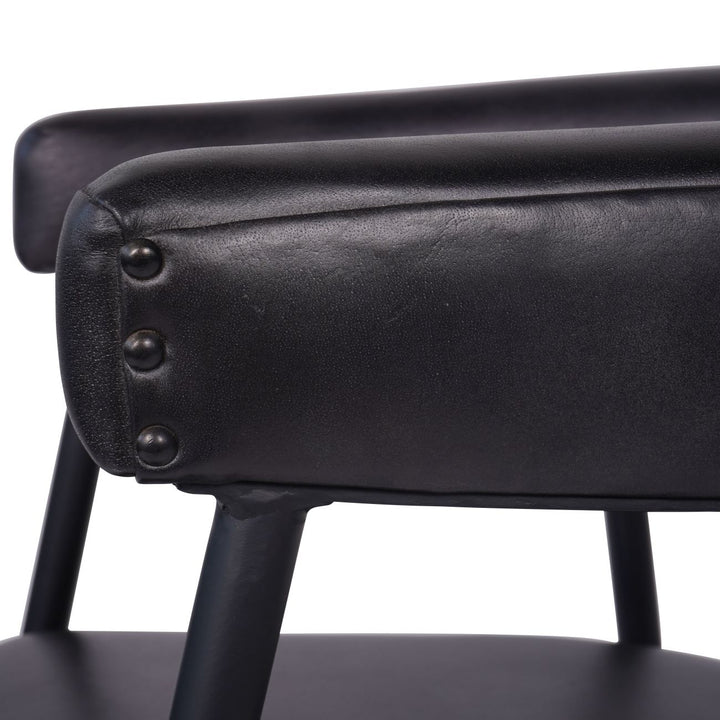 Libra Pair of Churchill Charcoal Leather Curved Dining Chair