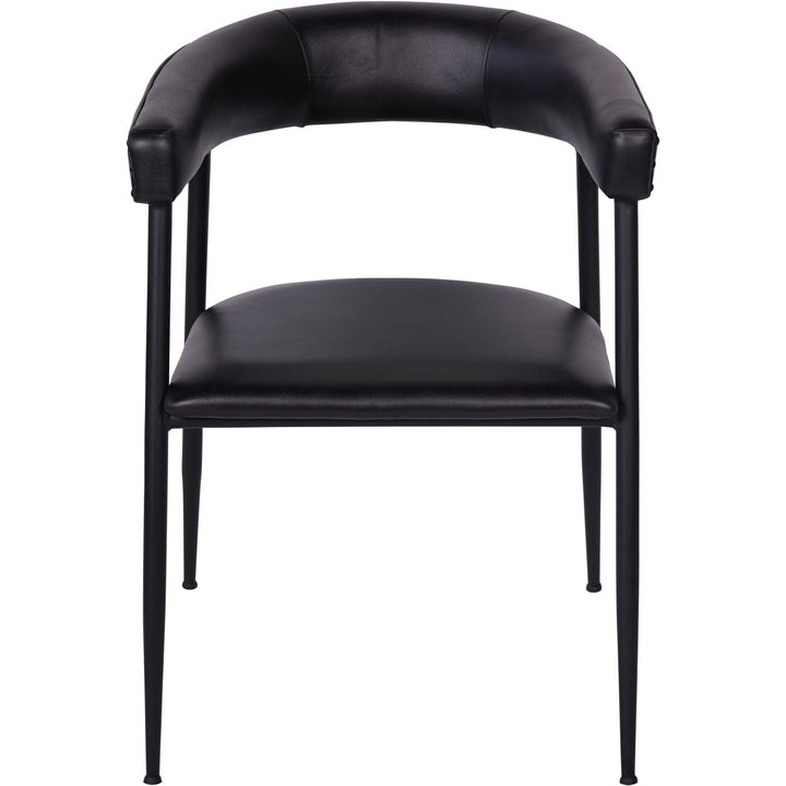 Libra Pair of Churchill Charcoal Leather Curved Dining Chair