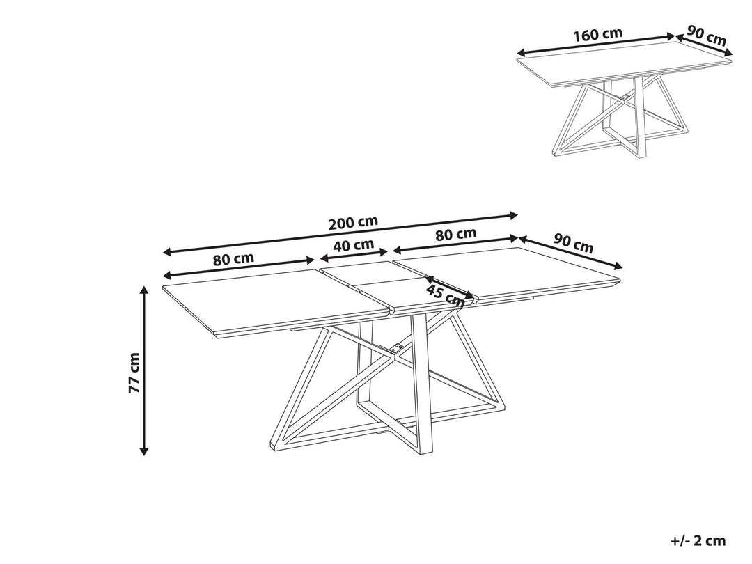 Extending Dining Table 160/200 x 90 cm Marble Effect with Gold Maximus