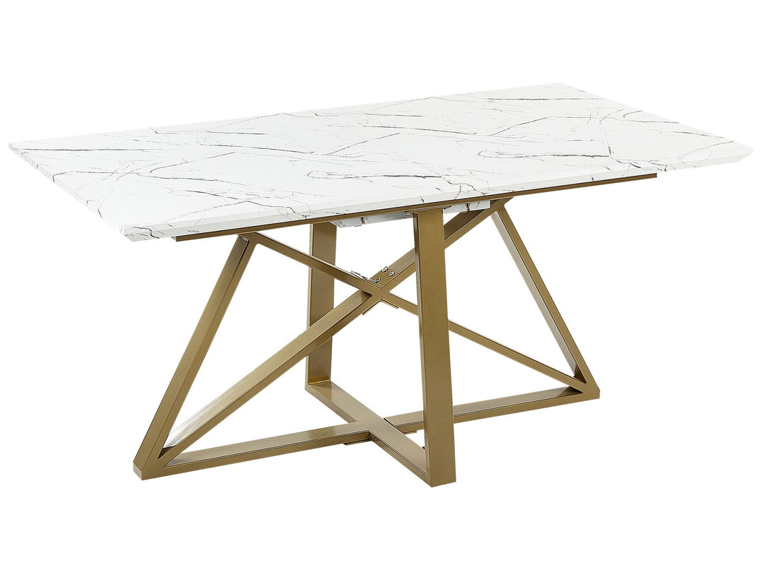 Extending Dining Table 160/200 x 90 cm Marble Effect with Gold Maximus