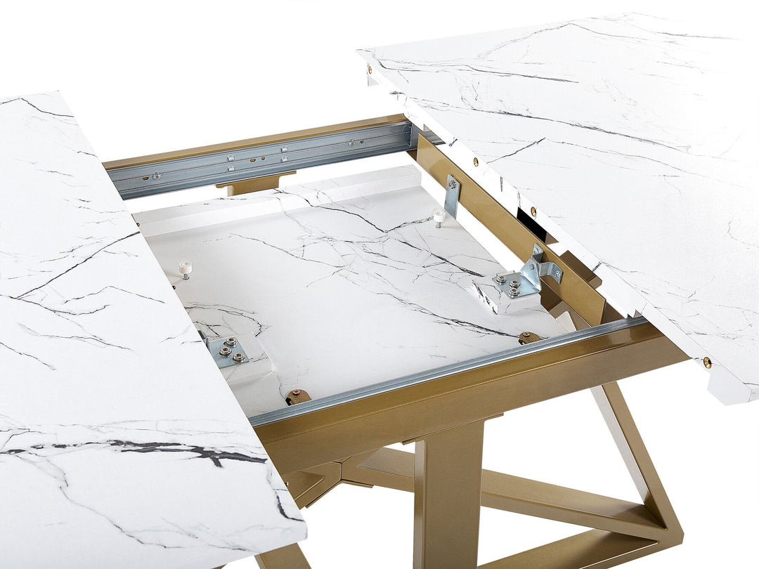 Extending Dining Table 160/200 x 90 cm Marble Effect with Gold Maximus