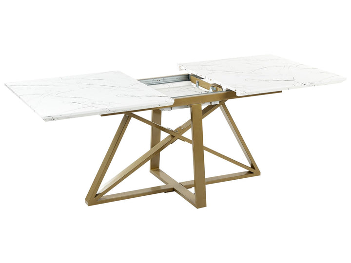 Extending Dining Table 160/200 x 90 cm Marble Effect with Gold Maximus