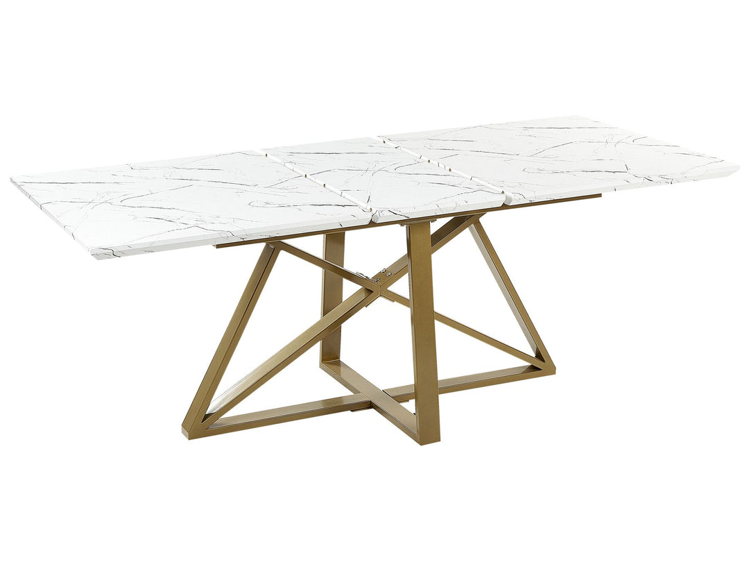 Extending Dining Table 160/200 x 90 cm Marble Effect with Gold Maximus