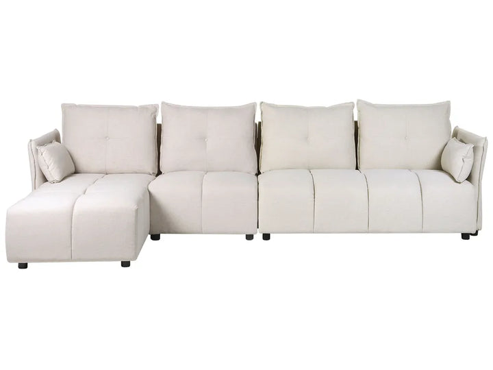 Beige fabric corner sofa 4 seater right hand