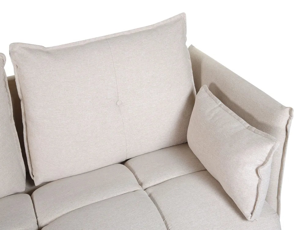 Corner Sofa 4 Seater Fabric Beige Right Hand Aine