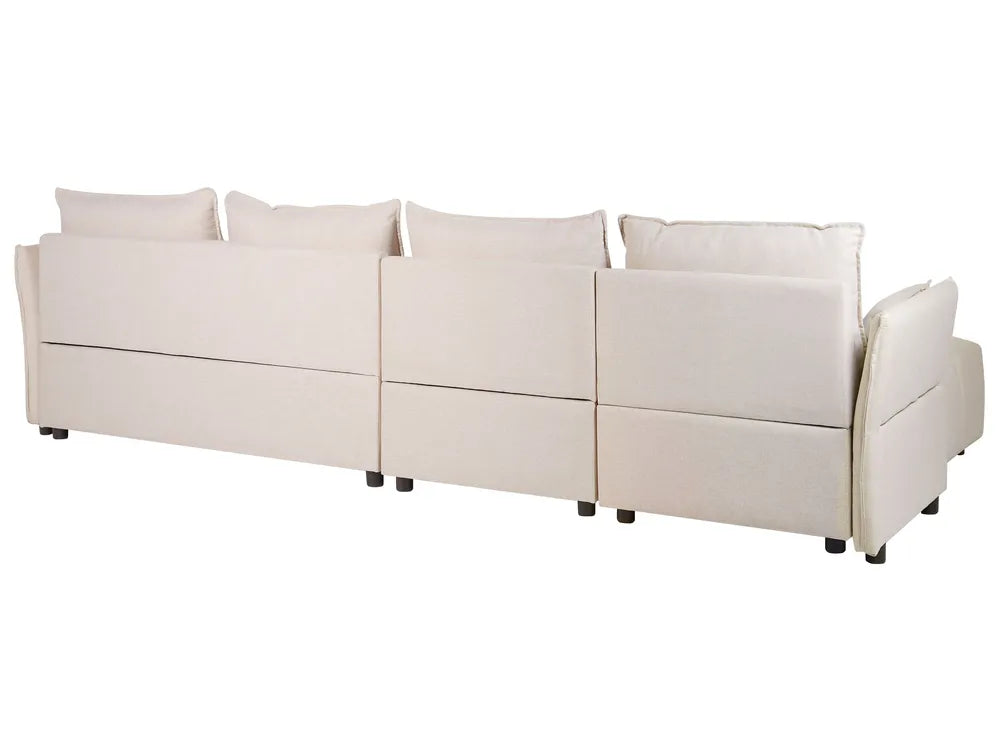 Corner Sofa 4 Seater Fabric Beige Right Hand Aine