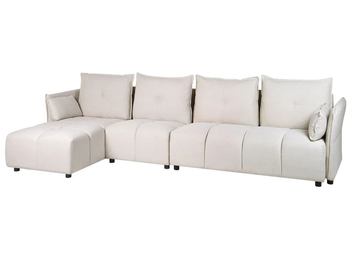 Corner Sofa 4 Seater Fabric Beige Right Hand Aine