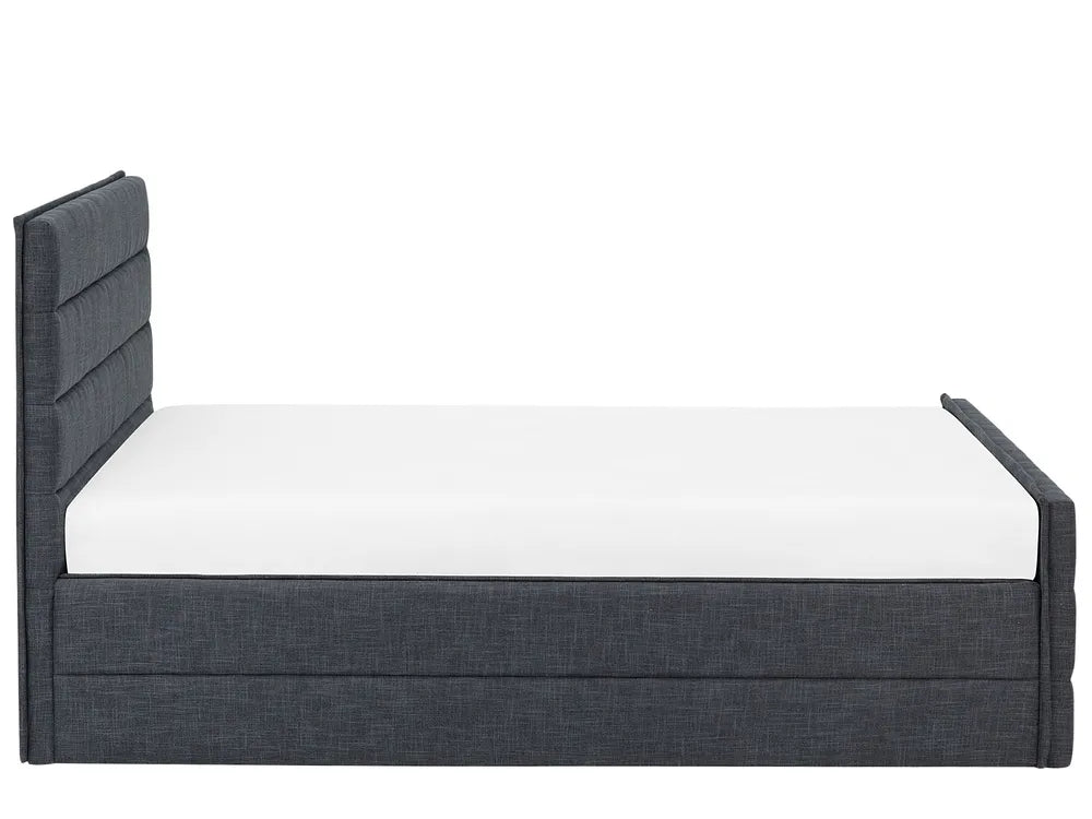 Contemporary dark grey bed with padded frame