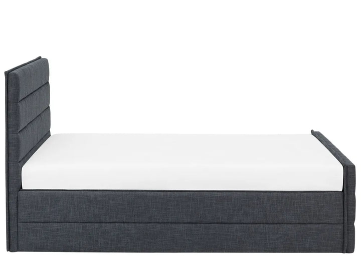 Contemporary dark grey bed with padded frame