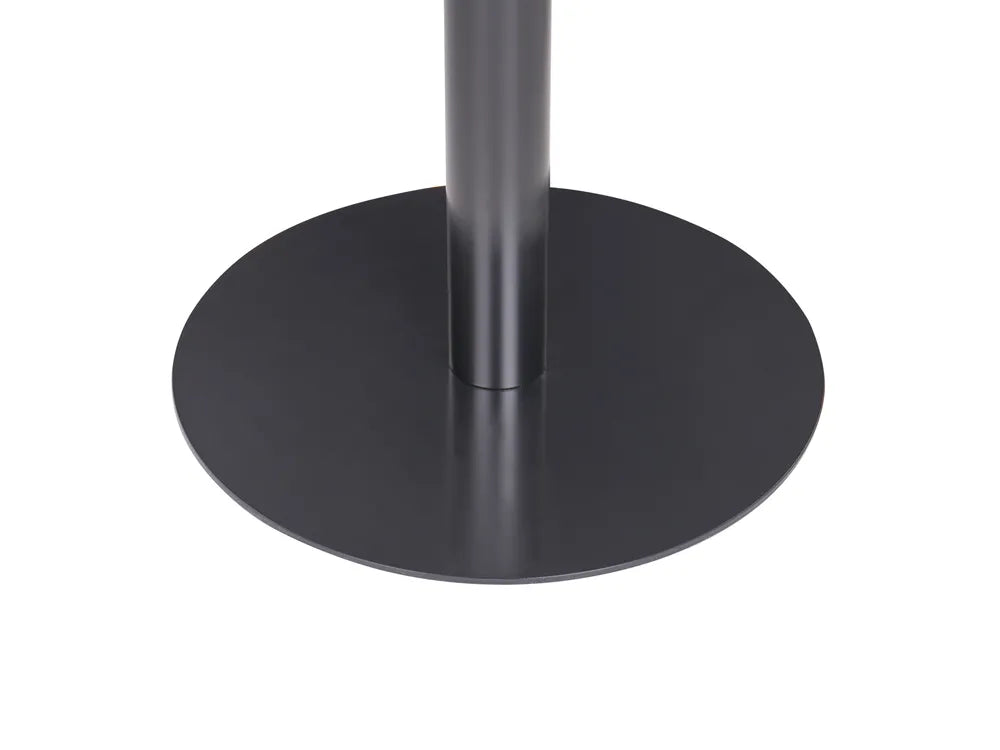 Black round table base on a white background