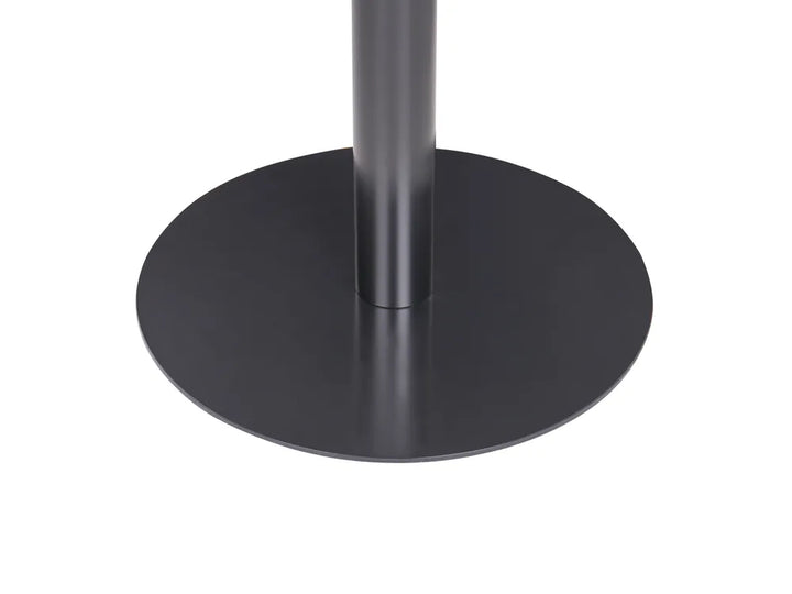 Black round table base on a white background
