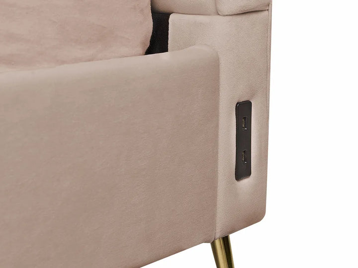 Bed Velvet 140 x 200 cm (EU Double) Taupe Henley
