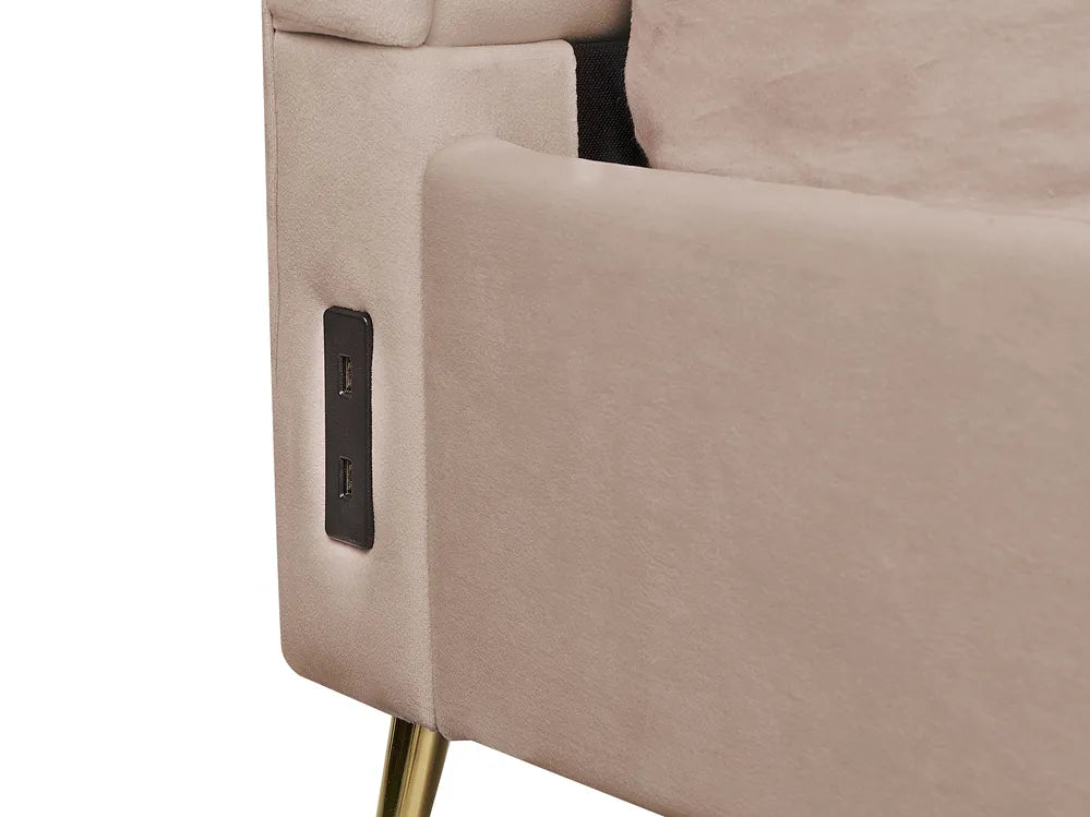 Bed Velvet 140 x 200 cm (EU Double) Taupe Henley