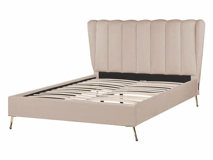 Bed Velvet 140 x 200 cm (EU Double) Taupe Henley