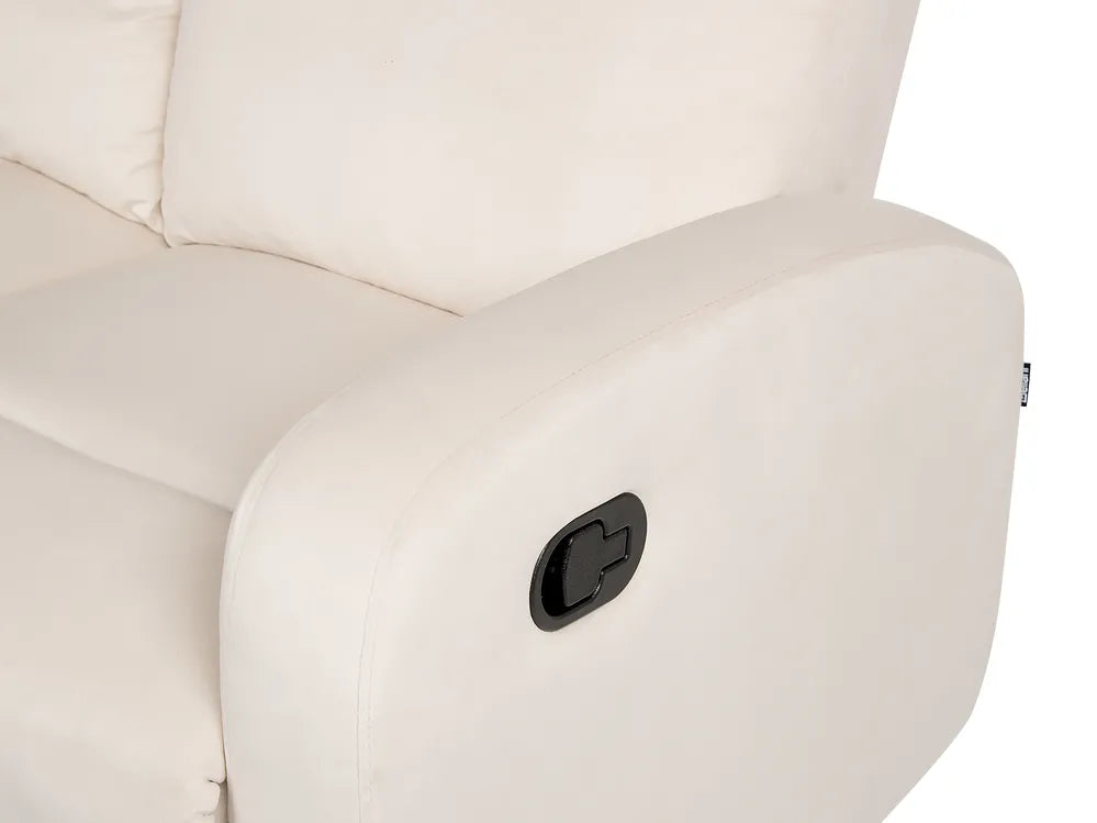 Manual Recliner Sofa 3 Seater Velvet Off-White Linnzi