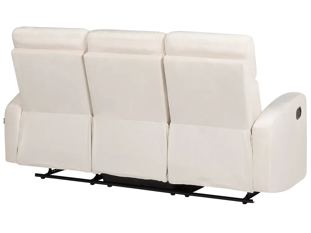 Manual Recliner Sofa 3 Seater Velvet Off-White Linnzi