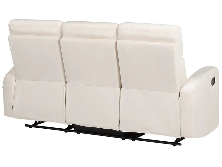 Manual Recliner Sofa 3 Seater Velvet Off-White Linnzi