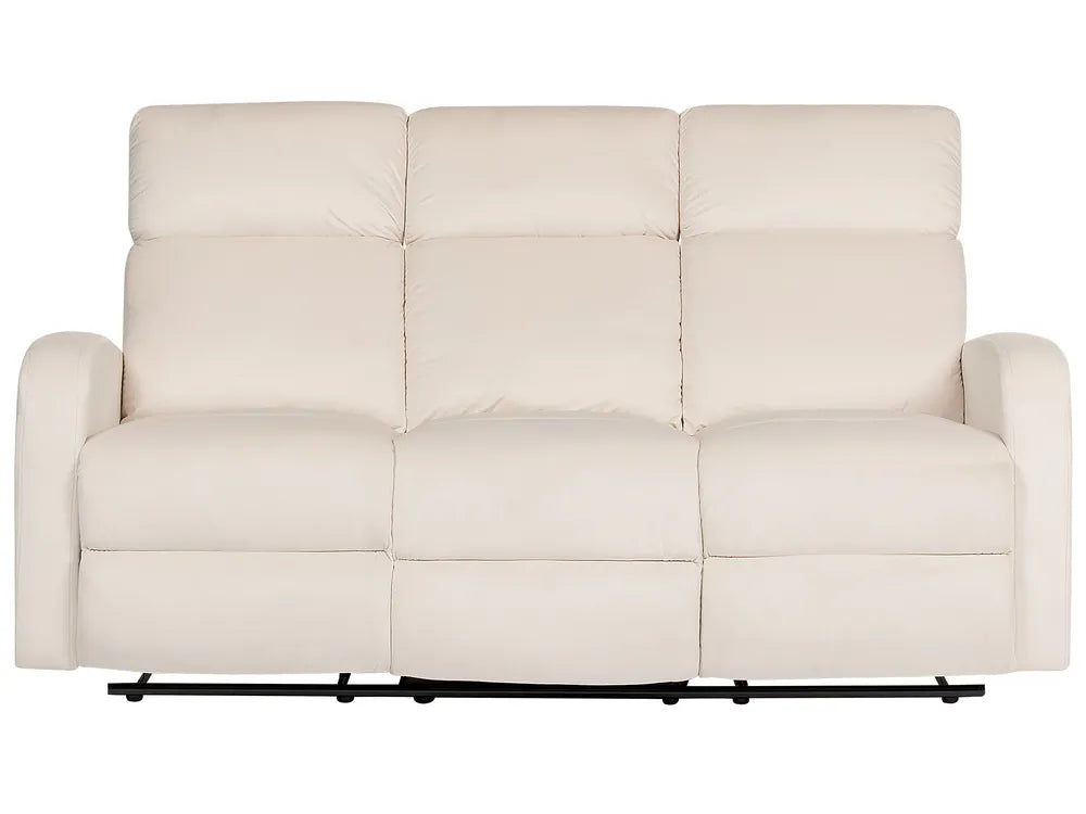 Manual Recliner Sofa 3 Seater Velvet Off-White Linnzi