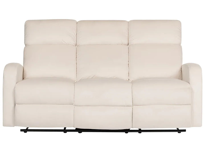 Manual Recliner Sofa 3 Seater Velvet Off-White Linnzi