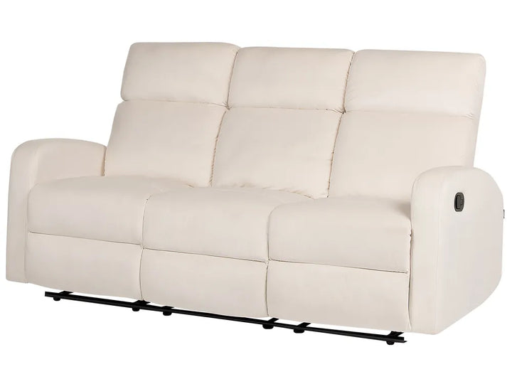 Manual Recliner Sofa 3 Seater Velvet Off-White Linnzi