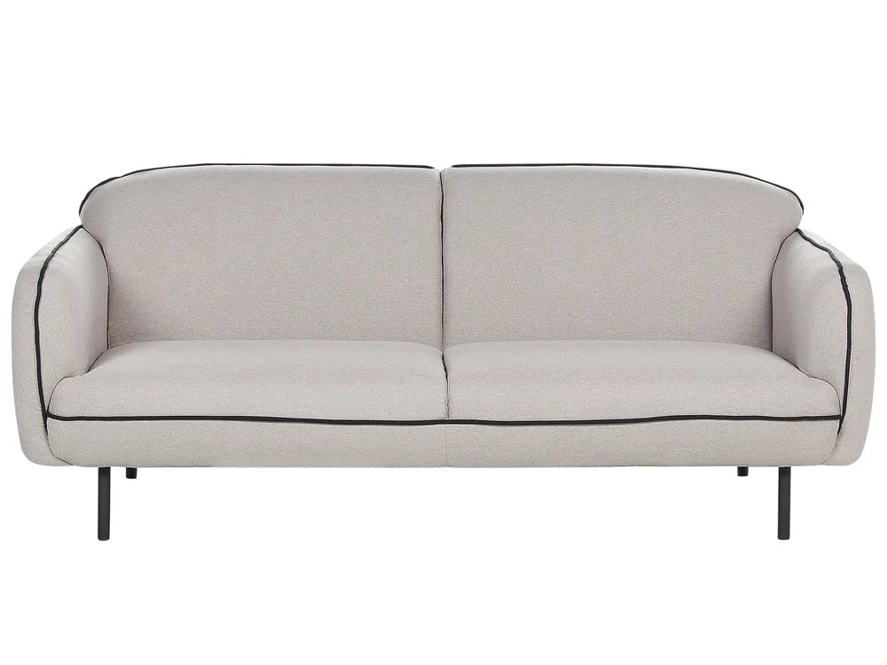 Sofa 3 Seater Fabric Light Grey with Ottoman Jalena