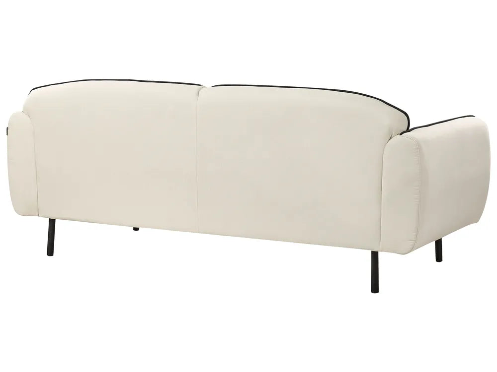 Sofa 3 Seater Fabric Light Beige with Ottoman Jalena